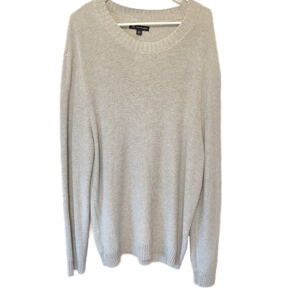 INC Gray Crew Neck Metallic Top Sweater Size Plus XXL - Picture 2 of 6